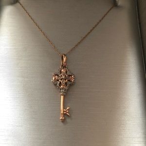 1/10 CT T.W Diamond  Key Pendant in 10K Rose Gold